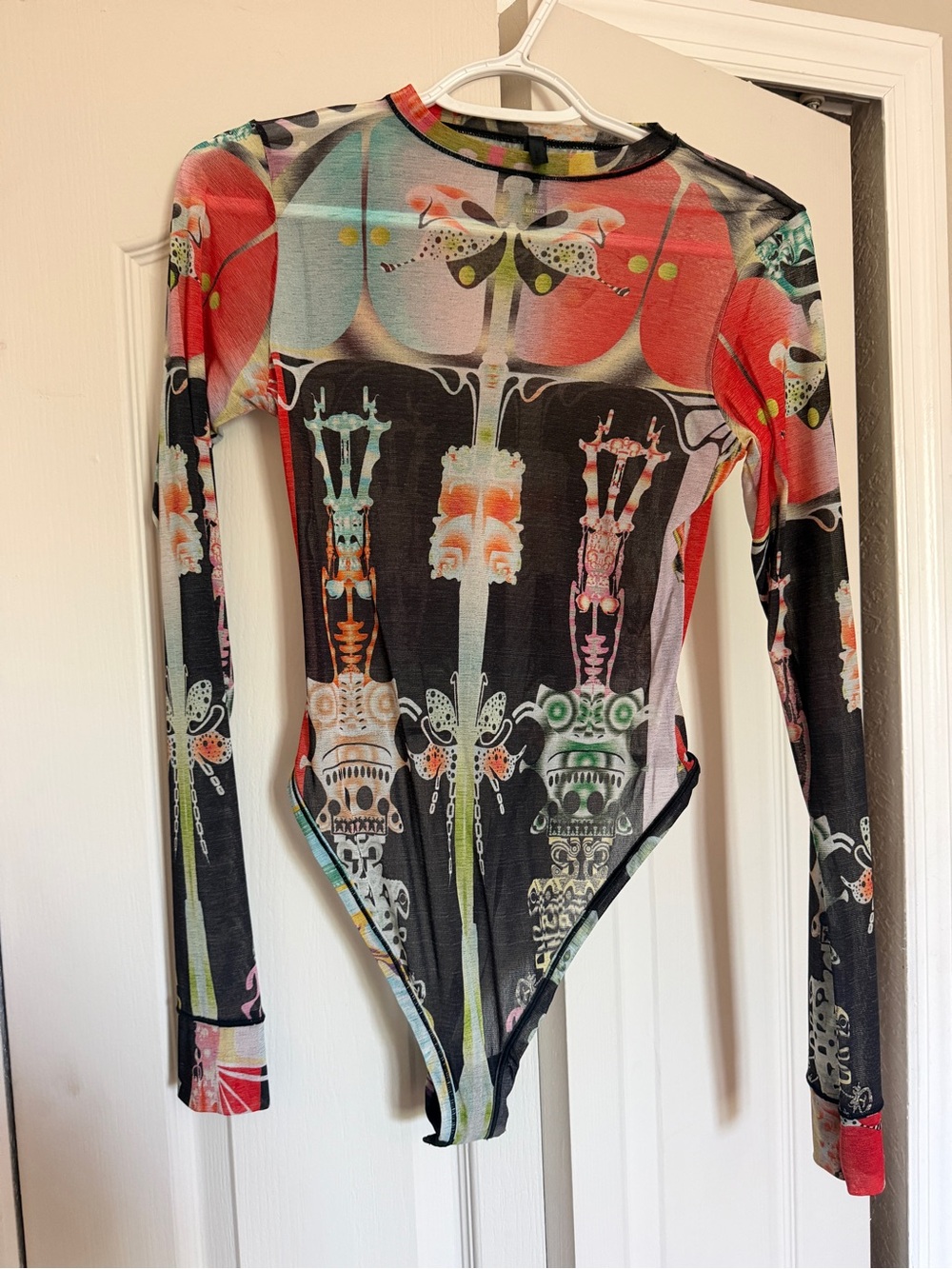 SKIMS summer mesh long sleeve orchid cabinet bodysuit